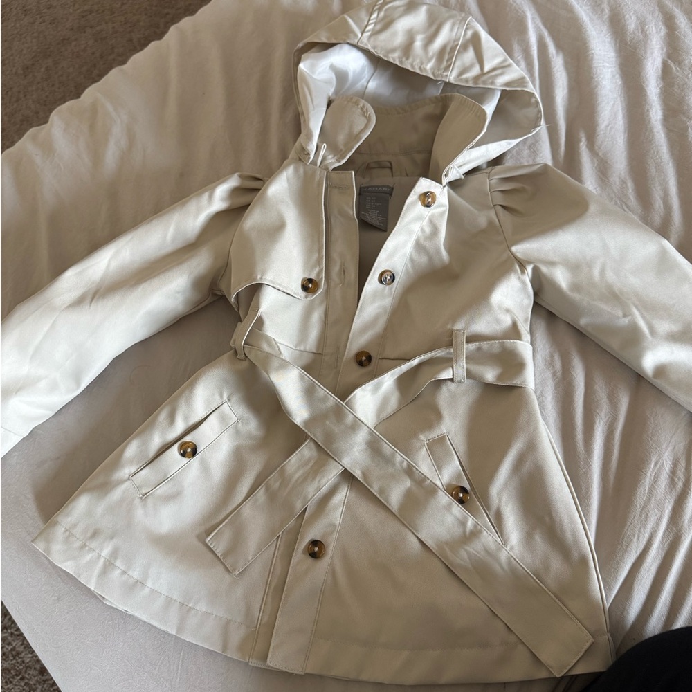 Girls Cream Hooded Jacket